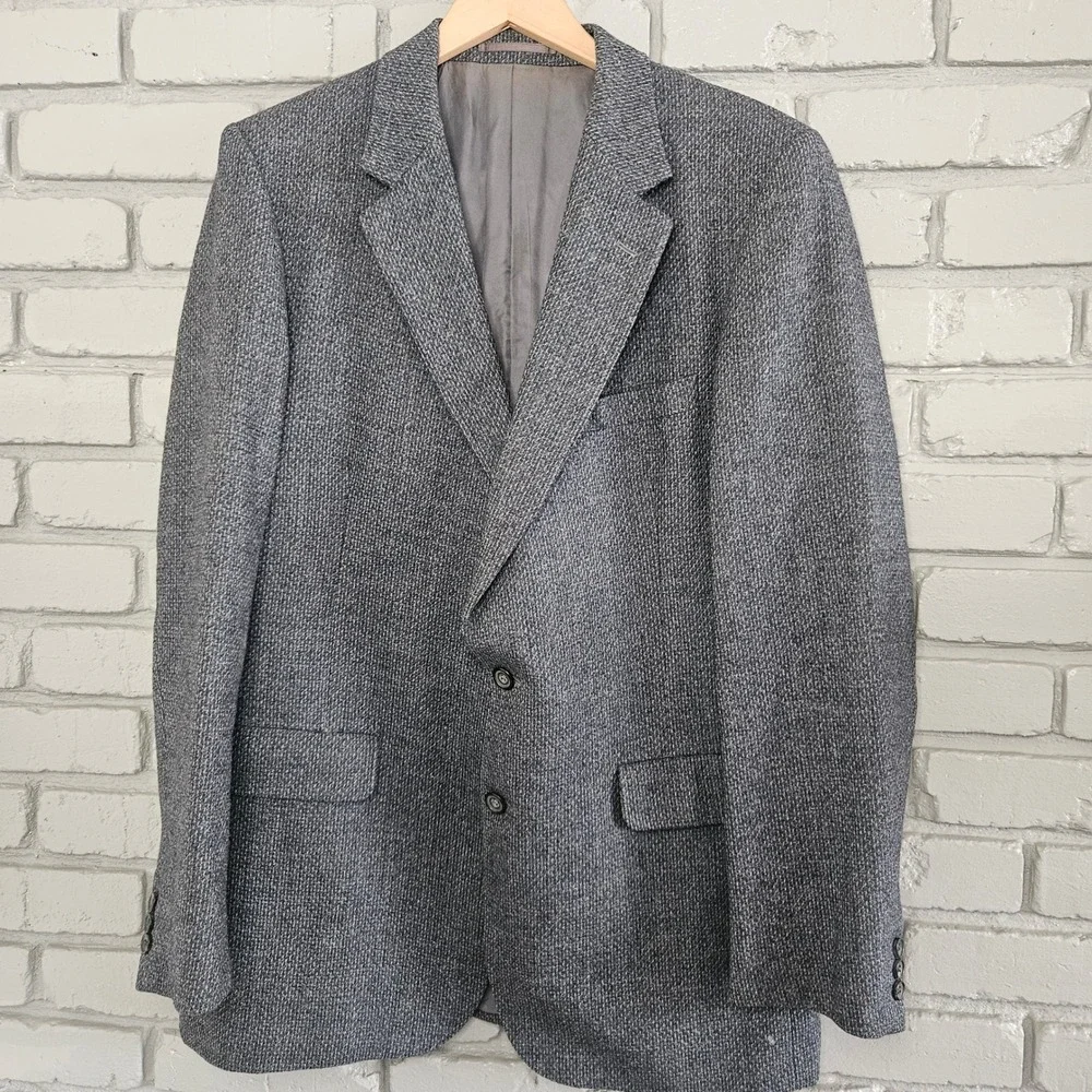Aquascutum London Mens Grey Pure Wool Blazer Sport Coat Made in England 42R